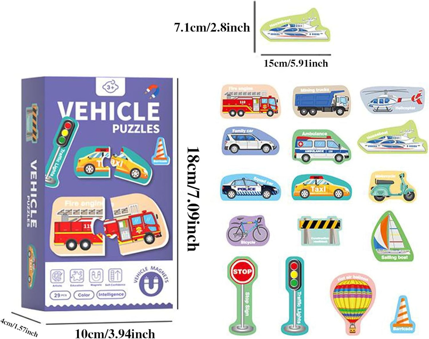 Magnetic Vehicle Puzzle Set – Fun & Educational Transport Learning! - Arka Doodle