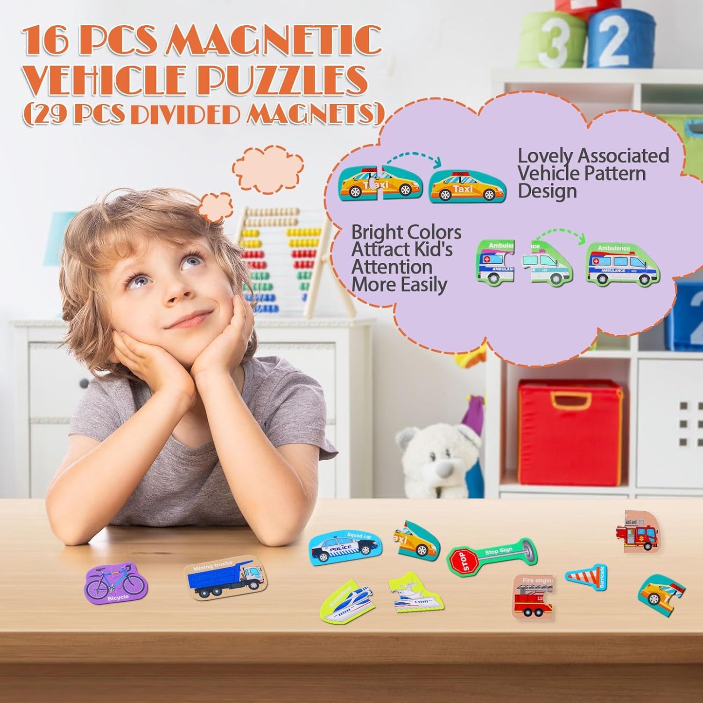Magnetic Vehicle Puzzle Set – Fun & Educational Transport Learning! - Arka Doodle