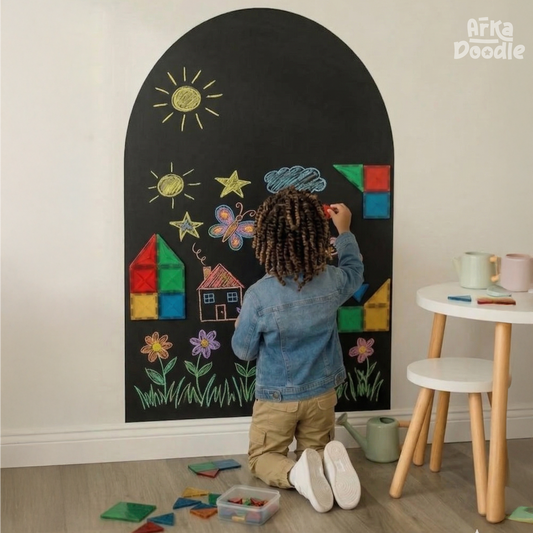 Classic Black Magnetic Wall Arch Decal for Kids - Arka Doodle