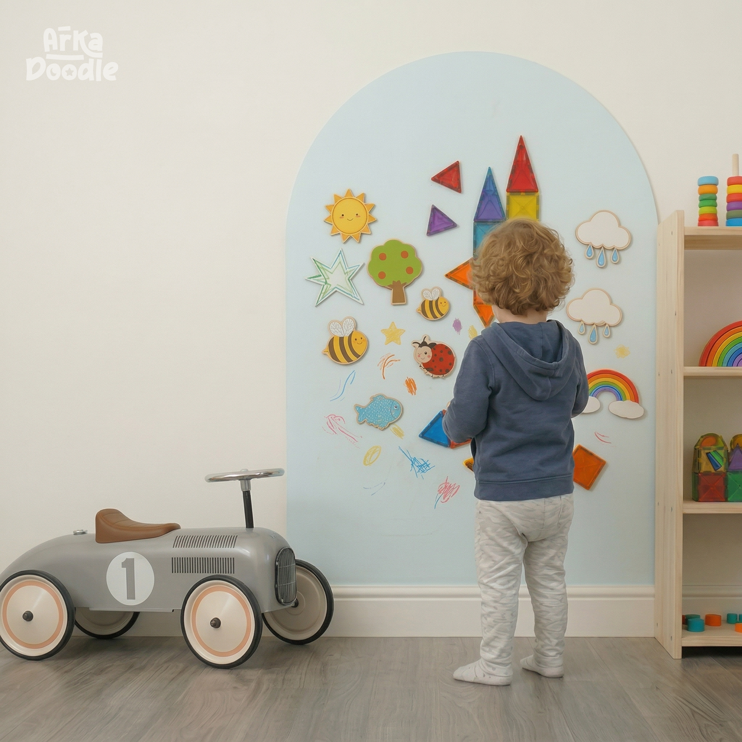 Blue Bird Magnetic Wall Arch Decal for Kids - Arka Doodle