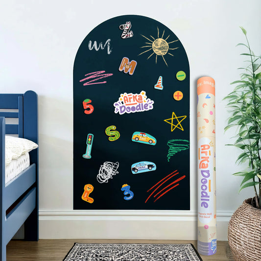 Classic Black Magnetic Wall Arch Decal for Kids - Arka Doodle