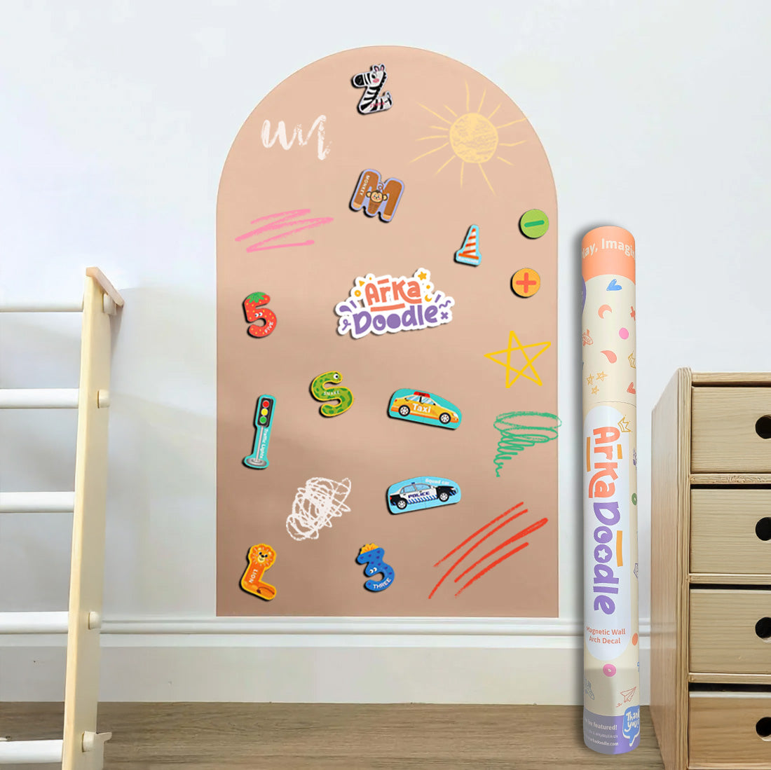Peach Magnetic Wall Arch Decal for Kids - Arka Doodle
