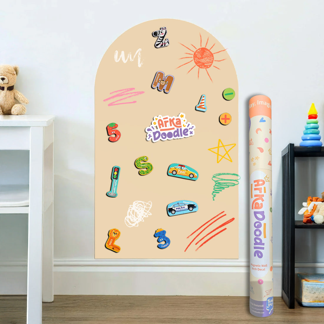 Tan Magnetic Wall Arch Decal for Kids - Arka Doodle
