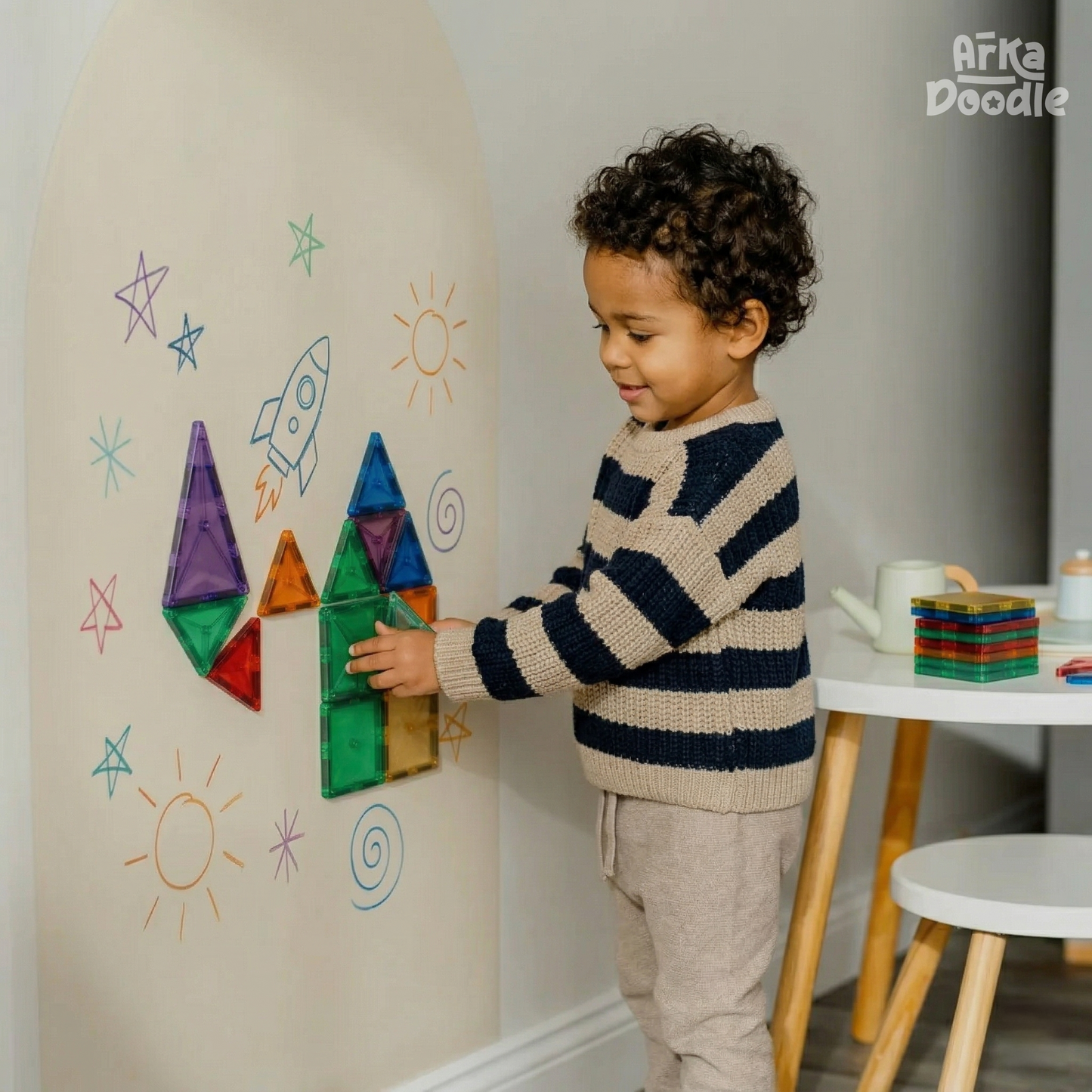 Tan Magnetic Wall Arch Decal for Kids - Arka Doodle
