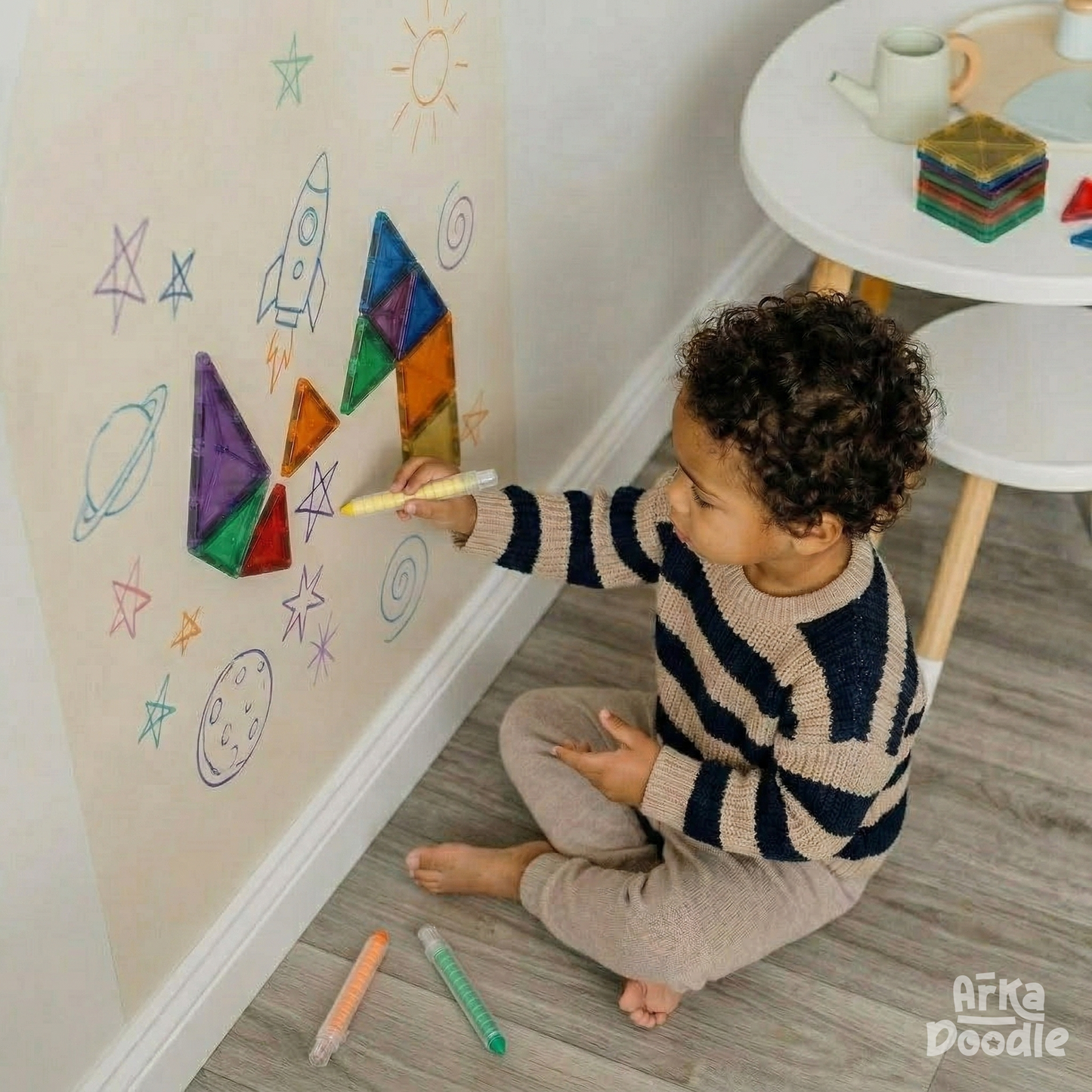 Tan Magnetic Wall Arch Decal for Kids - Arka Doodle