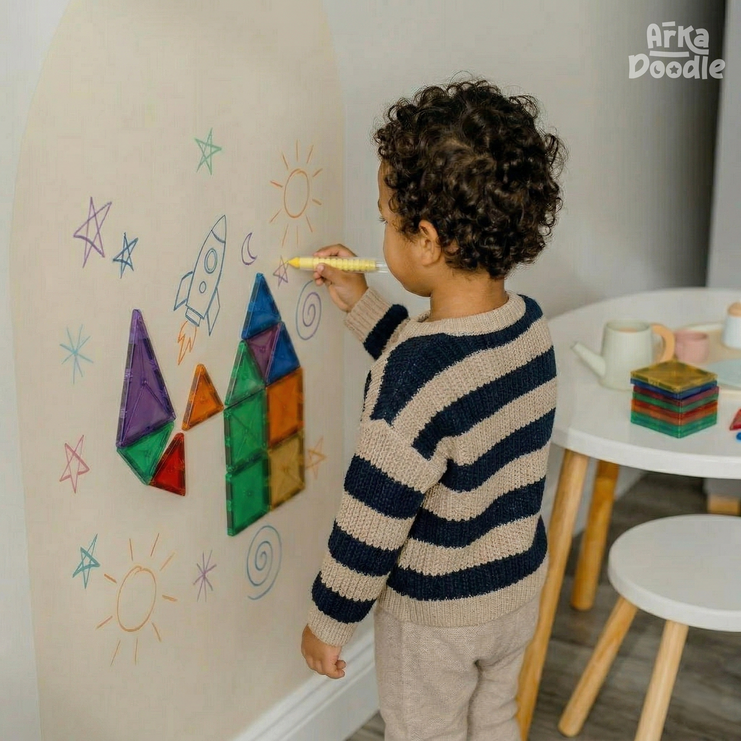 Tan Magnetic Wall Arch Decal for Kids - Arka Doodle
