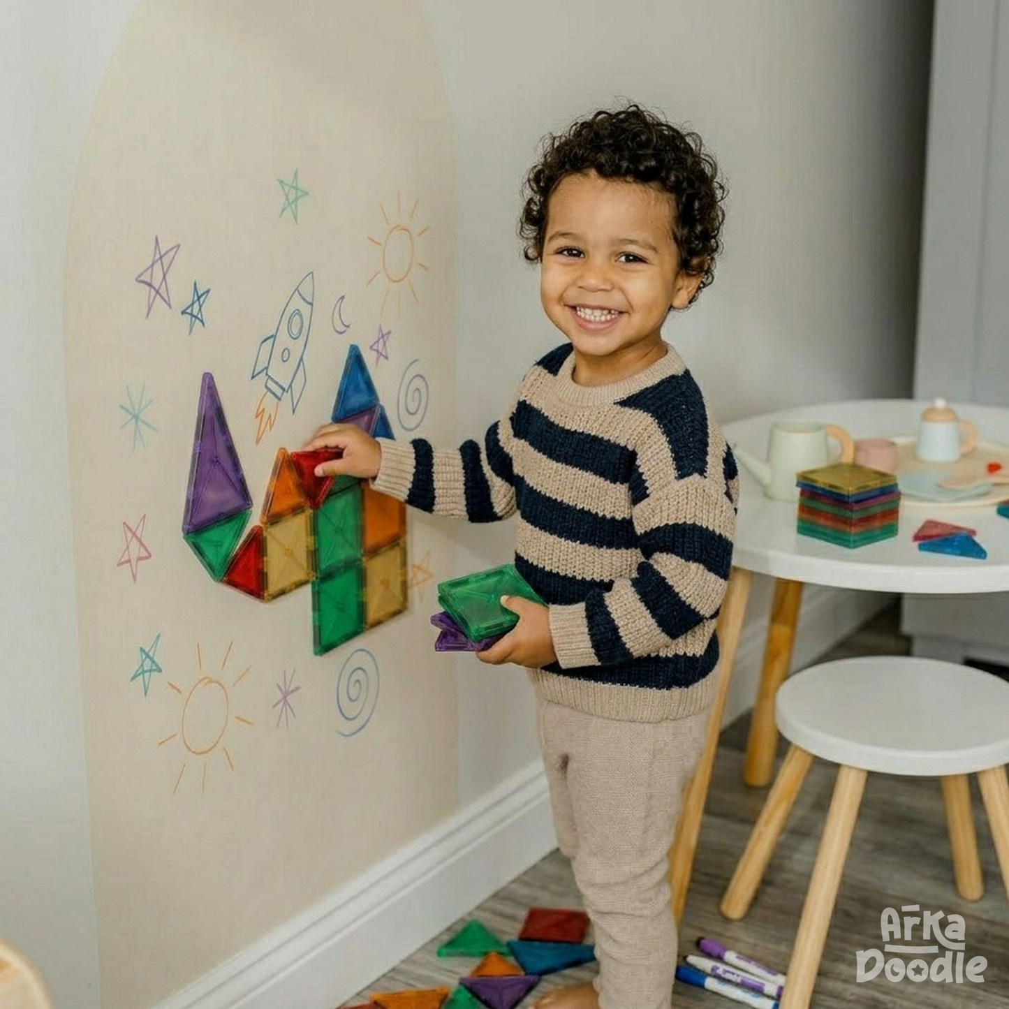 Tan Magnetic Wall Arch Decal for Kids - Arka Doodle
