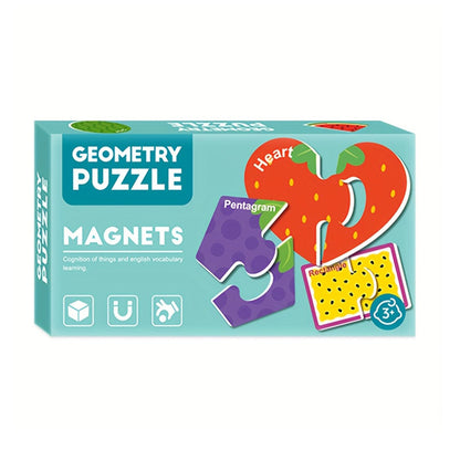 Magnetic fruit shape puzzle set displayed on kids wall