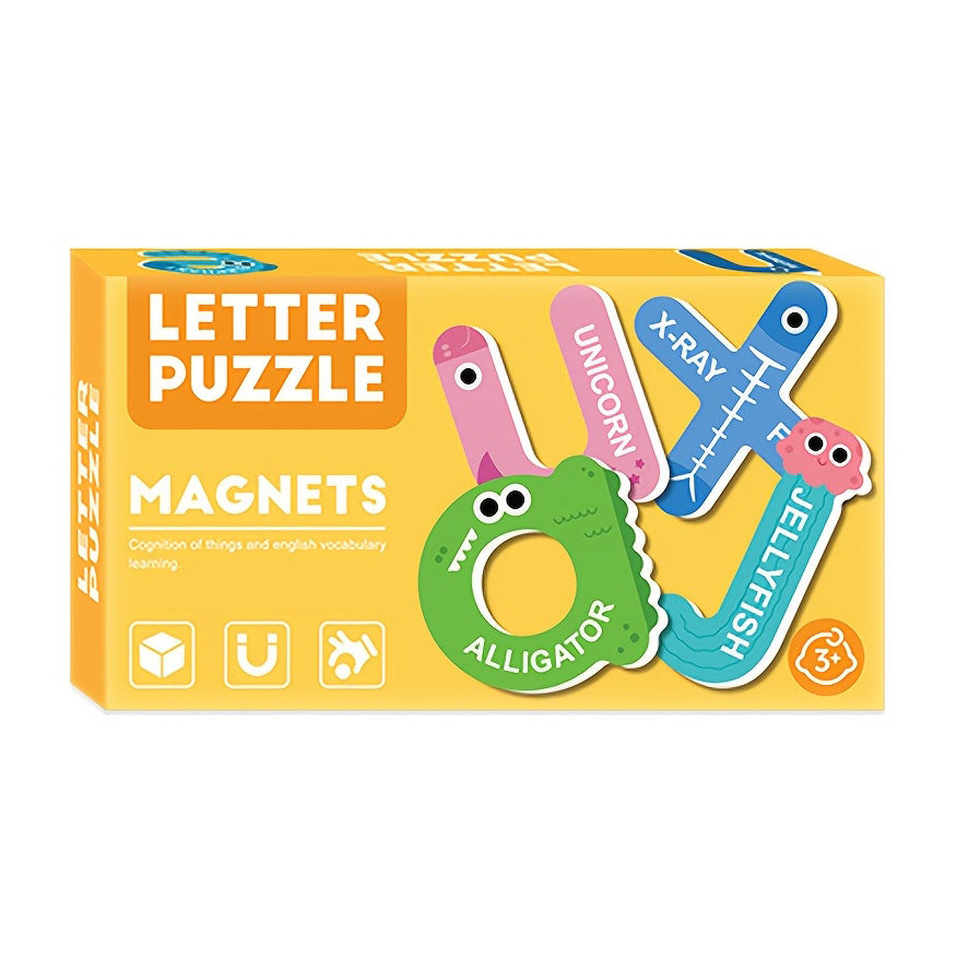 Magnetic lowercase alphabet set on kids wall