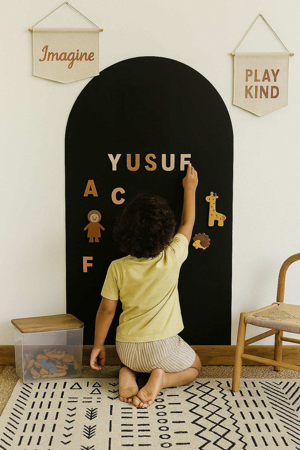 Classic Black Magnetic Wall Arch Decal for Kids - Arka Doodle