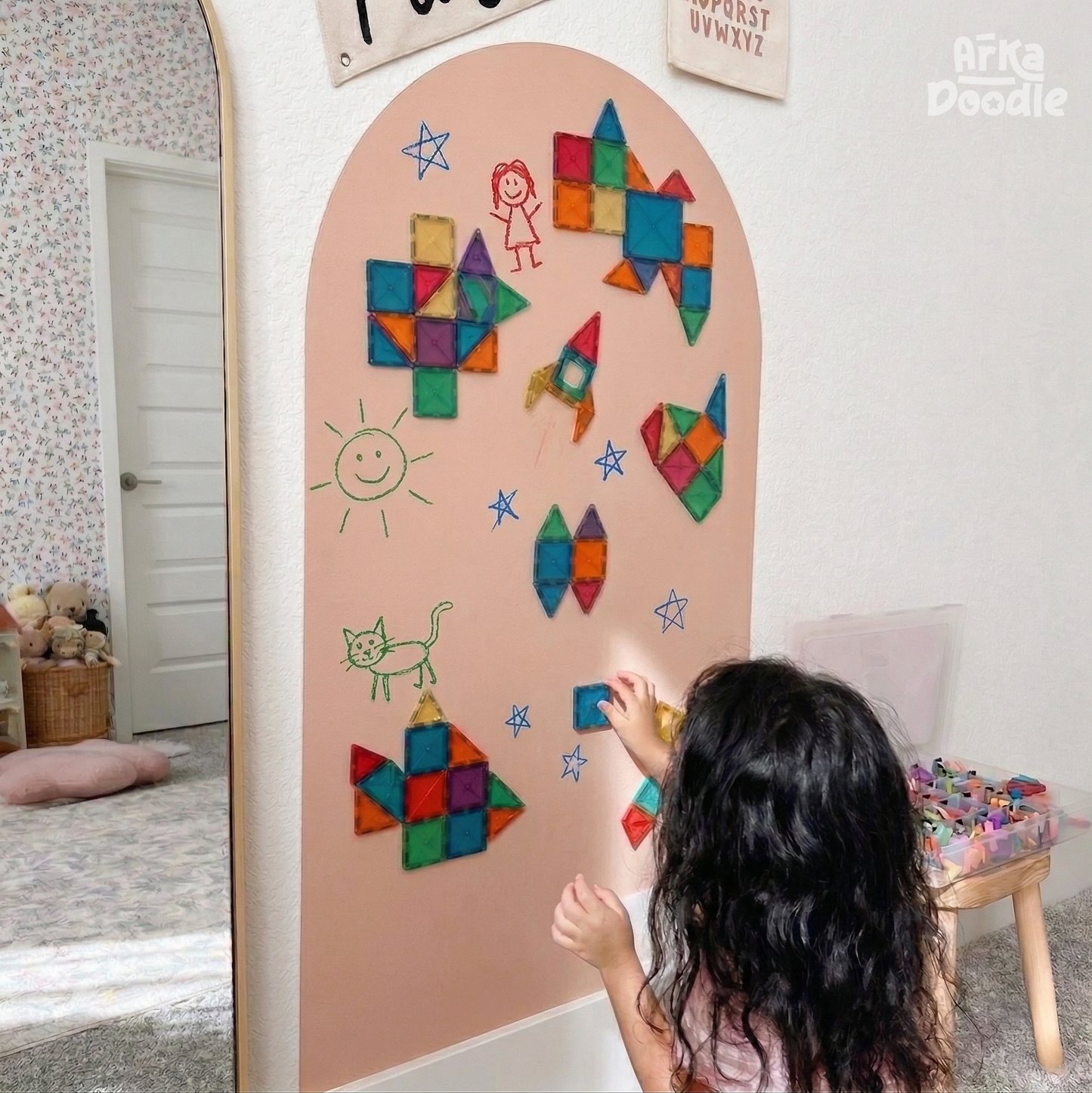 Peach Magnetic Wall Arch Decal for Kids - Arka Doodle