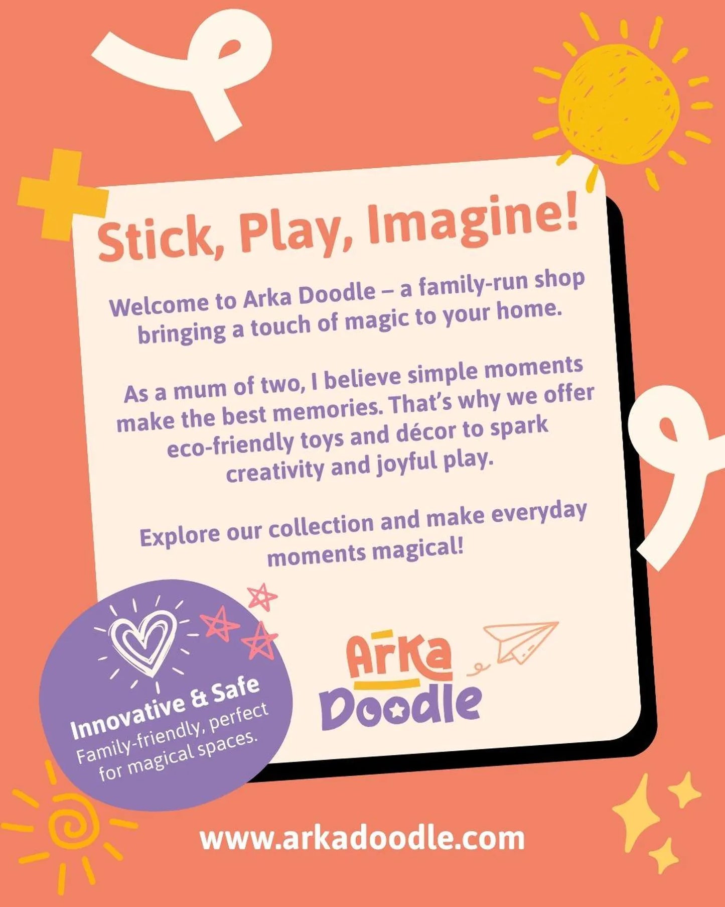 Classic Black Magnetic Wall Arch Decal for Kids - Arka Doodle